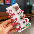 Dettaglio del set di 10 fermagli per capelli natalizi con Babbo Natale e renne - Stile 3 Papillon di Natale - Set da 10