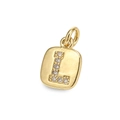 Detailed view of a gold-plated letter L pendant featuring cubic zirconia inlay stones - Letter L