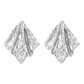 Modern silver earrings with irregular lava texture in a geometric rhombus design - 1152 Steel Color