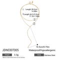 Detailed size and material guide for gold double-layer stainless steel Y-shaped necklace - Double Layer Y-Shaped Tassel Chain Style (JDN0307005) / Gold