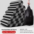 200-count thick black drawstring garbage bags, 45x63cm, heavy duty rolls for 21-30L bins - Black / 10 Rolls 200pcs (Vest Style Thickened 45*63cm 1.6mil)