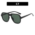 C7 Pilot aviator sunglasses with black frame and dark green lenses in retro style - Bright Black Frame Dark Green Lens