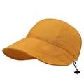 Mustard yellow quick-dry sun hat with wide brim and adjustable drawstring back - Adjustable / Yellow