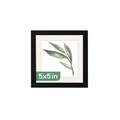 Detailed view of 5x5 inch black square wooden frame with minimalist watercolor leaf art - 8x8 Inches / Black