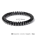 Retro black hematite bracelet with hexagonal beads, 19cm elastic cord for men and women - Hexagon 4.5*7.8mm