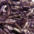 Natural amethyst double pointed hexagonal prism crystals with purple textures - Dreamy Amethyst