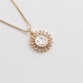 Collar gargantilla girasol dorado con carita sonriente de esmalte blanco y circonitas - Blanco