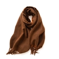 Soft brown cashmere-style scarf with elegant tassel edges on a clean white background - No.27 Coffee