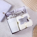 Business gift set with white stainless steel coffee cup, purple cable, and plush towel - [Pearl White] Cup + Towel + Phone Stand + Cable