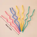 Creative colorful wavy cake candles in pink, blue, yellow, and green, 8 pieces per box - 8 Pcs Curved Wavy Candle / 8 Pcs/Box / Colorful