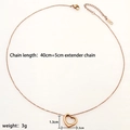 Rose gold heart pendant necklace in stainless steel with adjustable 40+5cm chain - Rose Gold Polished Heart