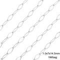 Silberne 304 Edelstahlkette DIY Schmuckzubehör mit 1,0x7x14,5mm Gliedern pro Meter - #05 Rautenlink / 1 Meter/Packung