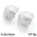 Silver geometric earrings with vertical stripe texture in minimalist 18K vacuum plating - Steel Color KE113392-KFC / Silver