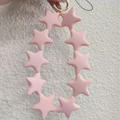Cute pink silicone star keychain accessory with ten stars and golden metal ring - Warm Light Pink (10 Stars)