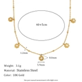 18K gold plated stainless steel daisy flower bead chain necklace with 5 floral charms - Zircon Flower Bead Chain-Gold