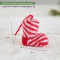 Mini Christmas red striped plush boot ornament for tree decoration, 5x5cm size - Small Red Plush Boot