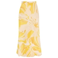 Elegant high waist yellow floral maxi skirt with artistic abstract flower patterns - One Size / Yellow Wrap Skirt