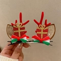 Sparkly red reindeer antler hair clips with glitter gift boxes and festive bows - 65# Christmas Antler Hair Clip Christmas Gift Box