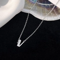 S925 silver letter V necklace pendant with sparkling zircon inlays for women - 925 Silver / Silver (Initial V)