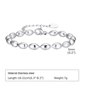 Macro di bracciale in acciaio inossidabile argento con maglie ovali da 5 mm e chiusura - Larghezza 5MM / Argento