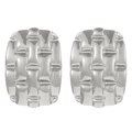 Textured silver stainless steel rectangular stud earrings with woven pattern finish - Steel Color Checkerboard (6450)
