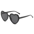 Classic black heart-shaped sunglasses with a high-gloss frame for parties - Black Frame Black Grey Lens