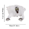 Hanging Halloween ghost decoration in white robe with sound and light, 100cm length - White Body Twisting Inverted Ghost