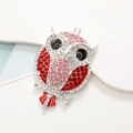Diamanten uil hanger met rode en roze kristallen voor DIY handwerkprojecten - Volle Diamanten Uil / Rood
