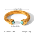Macro-opname van gouden ring met geweven textuur, turkoois en afmeting specificaties - Gouden Turkoois Stijl (HC-R30471-BE)