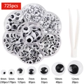 Set of 725pcs black and white plastic wiggle eyes in 7 sizes with storage case - Box 20 (Mixed Sizes 725pcs)