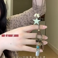 Collier porte-lunettes rétro en cuir avec plumes en bois et charms étoile turquoise - 2# Collier-Argent-Plume en Bois