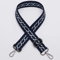 Correa ajustable tejida para bolso con patrón de cadena geométrica azul marino - No. 312 Cadena Azul Marino - Gancho Gunmetal