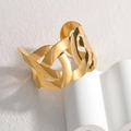 Baroque hollow crossover twisted wide open bangle in gold-plated stainless steel - Hollow Cross Twist Style / Gold