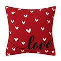 Détail de la taie d'oreiller rouge de la Saint-Valentin avec petits cœurs et motif Love - Style 2-Rouge Cœurs Blancs (Love)