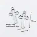 Vintage zilveren kruis hanger van legering voor DIY kettingen sieraad 37x20mm - Antiek Zilver szj027z37