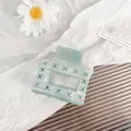Hellblaue Haarklammer aus Acetat mit Kristallblumen und funkelnden Strasssteinen - 5cm / Himmelblaues Kleines Quadrat