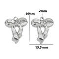Silver bowknot stainless steel pendant for DIY jewelry, size 19mm by 15.5mm with 2mm hole - Style 15 / Steel