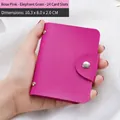 Fuchsia elephant grain leather RFID card holder with 24 slots and snap closure - 12 Slots / Rose Red - Elephant Grain