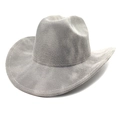 Cappello da cowboy western grigio argento con trama mesh e tesa larga per protezione solare - M (56-58cm) / Grigio