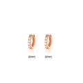 Dettaglio orecchini a cerchio da 6mm in oro rosa con pavé di zirconi trasparenti - Diametro Interno 6mm / Oro rosa
