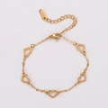 Pulsera de corazón en acero inoxidable dorado con cierre de langosta y cadena extensible - Estilo de Corazón Hueco / Dorado