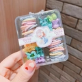 Coffret d'élastiques à cheveux macaron et mini-pinces dans une boîte de rangement - Style E (Ensemble d'élastiques et pinces)