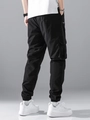 Pantalón cargo negro para hombre con multibolsillos y puños en estilo urbano deportivo - S / Negro