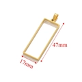 Golden rectangular hollow stainless steel pendant frame measuring 17mm by 47mm - Long Rectangle / Gold