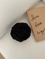 Stereoscopic black rose hair claw clip with French vintage aesthetic on sofa - Black
