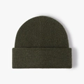 Gorro de invierno de lana tejida en verde oliva oscuro con dobladillo ancho cálido - Talla única / Verde