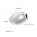Detailed view of silver metallic olive-shaped bead with 4mm hole for DIY jewelry making - VZ449 Platinum