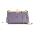 Chic lavender crossbody phone bag with vintage gold clasp and delicate chain strap - Purple