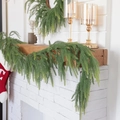 Realistic Norfolk pine garland draped on a fireplace mantel for Christmas decor - 【2.7m】Fox Garland