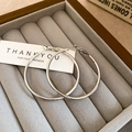 Irregular silver hoop earrings for women displayed in a velvet jewelry box - Silver Classic Round Hoops (40mm)